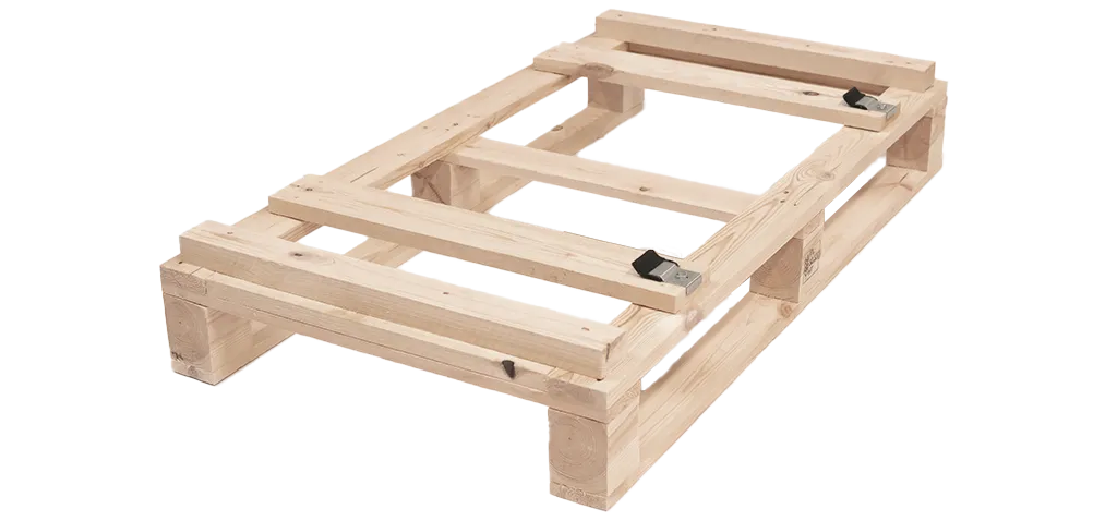 Niestandardowa paleta drewniana o wzmocnionej konstrukcji z metalowymi klamrami